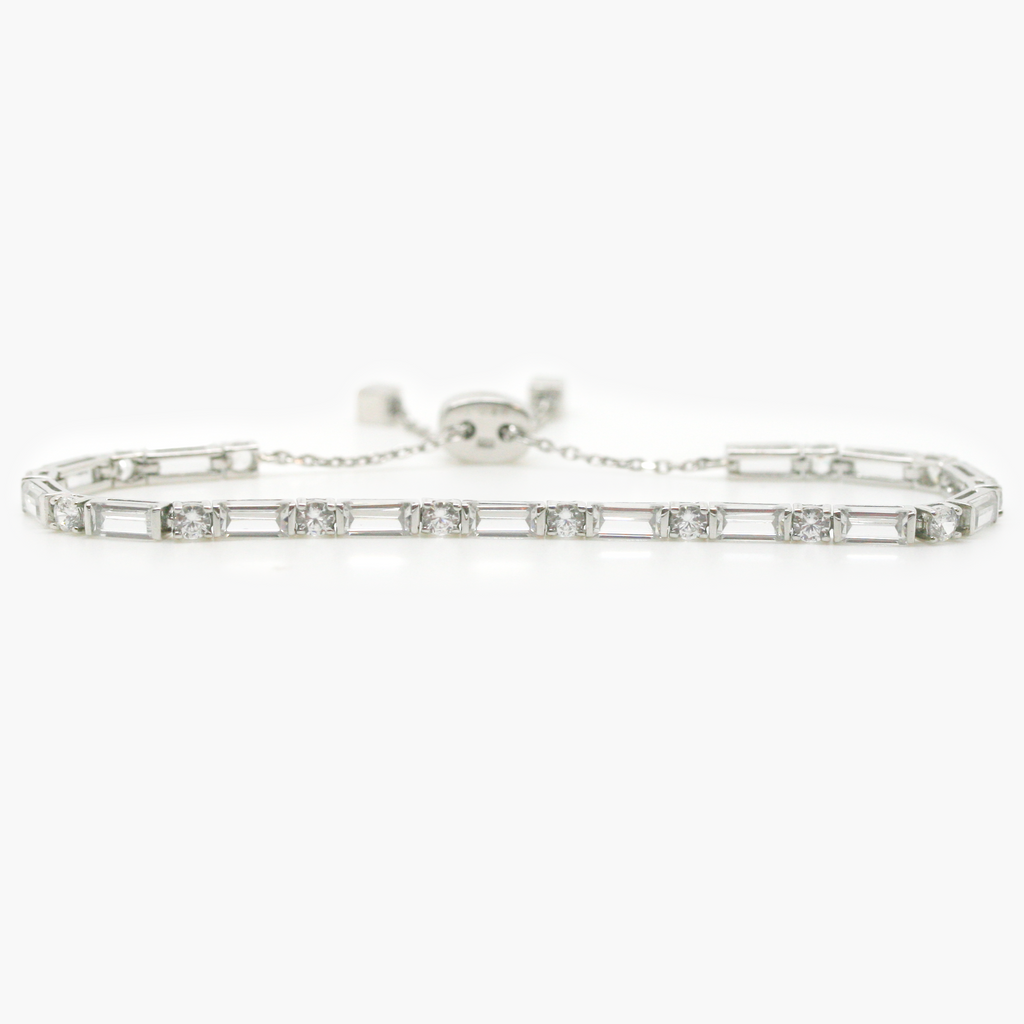 NEW Silver CZ Adjustable Bracelet