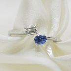 NEW Toi et Moi Blue Sapphire and Diamond Platinum Ring - Jordans Jewellers