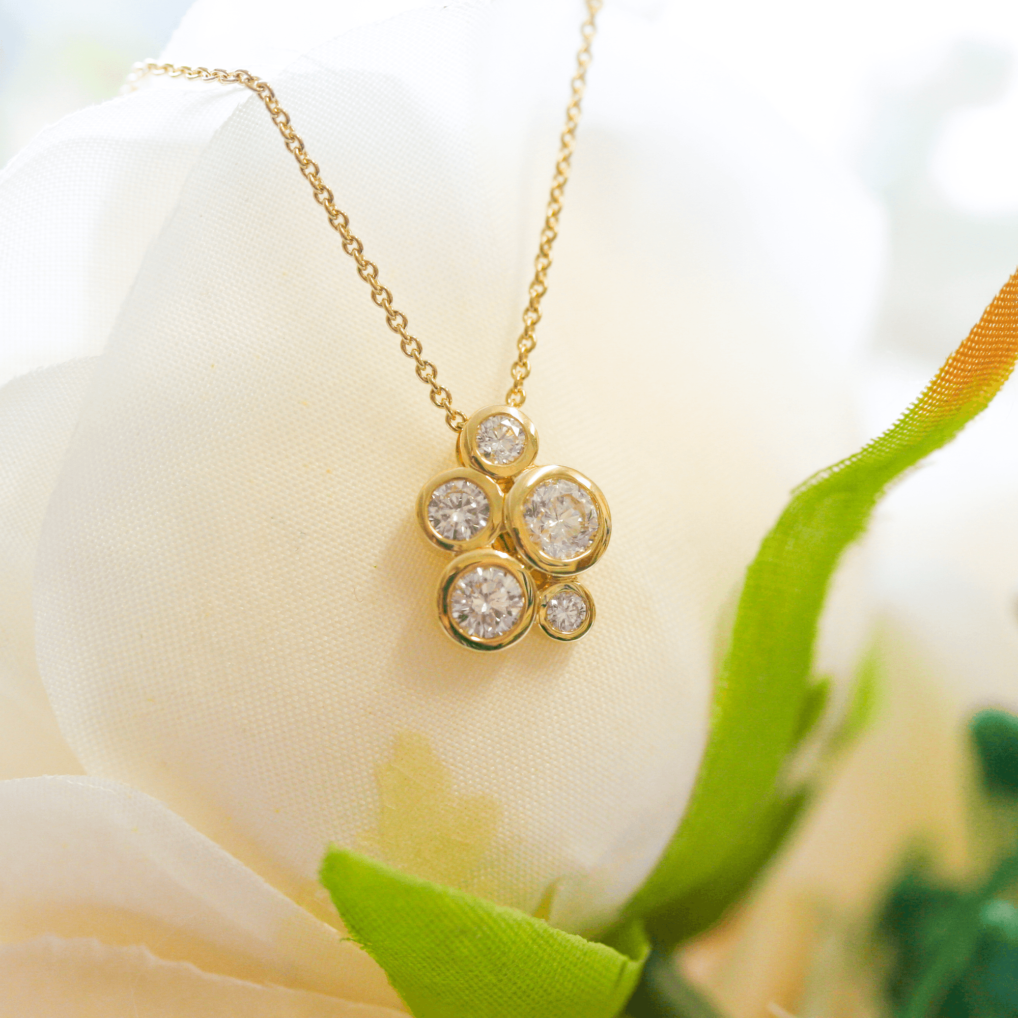 NEW 18ct Yellow Gold Diamond Bubble Necklace - Jordans Jewellers