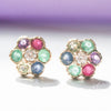 Mixed Gemstone & Diamond Stud Earrings