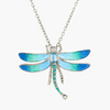 NEW Green, Blue Topaz & White Sapphire Dragonfly Necklace