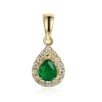 NEW 9ct Yellow Gold Pear Shape Emerald and Diamond Cluster Pendant Necklace - Jordans Jewellers