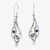 NEW Organic Silver Drop Earrings with Blue Topaz and Iolite