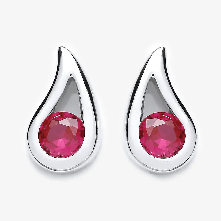 NEW Red CZ Silver Earrings - Jordans Jewellers