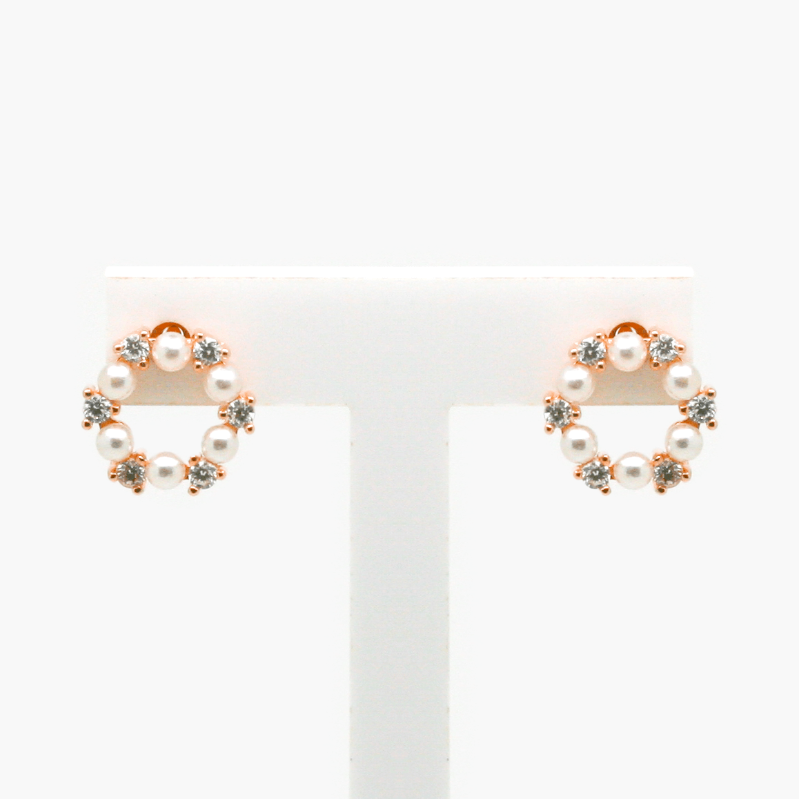 NEW Pearl CZ Rose Gold Plated Earrings - Jordans Jewellers