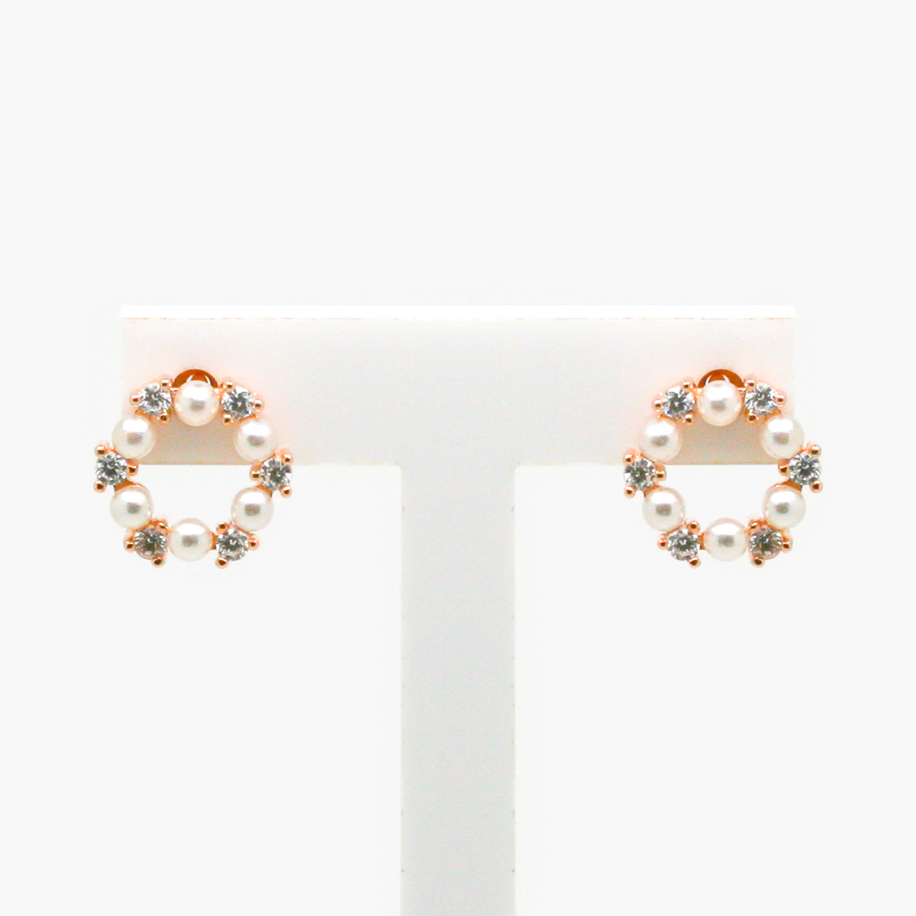 NEW Pearl CZ Rose Gold Plated Earrings