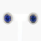 NEW 9 Carat Yellow Gold Blue & White CZ Earrings - Jordans Jewellers