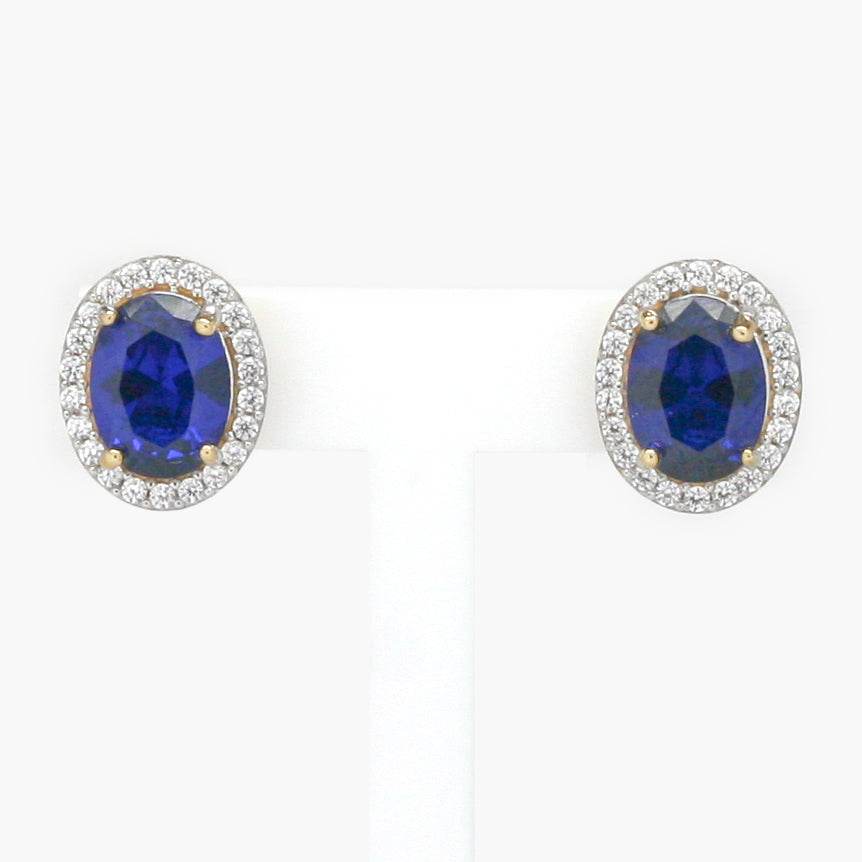 NEW 9 Carat Yellow Gold Blue & White CZ Earrings - Jordans Jewellers