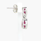NEW 9CT White Gold Ruby Drop Earrings - Jordans Jewellers