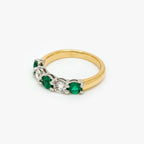 18ct Yellow Gold Emerald & Diamond Five Stone Ring