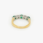 18ct Yellow Gold Emerald & Diamond Five Stone Ring
