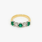 18ct Yellow Gold Emerald & Diamond Five Stone Ring