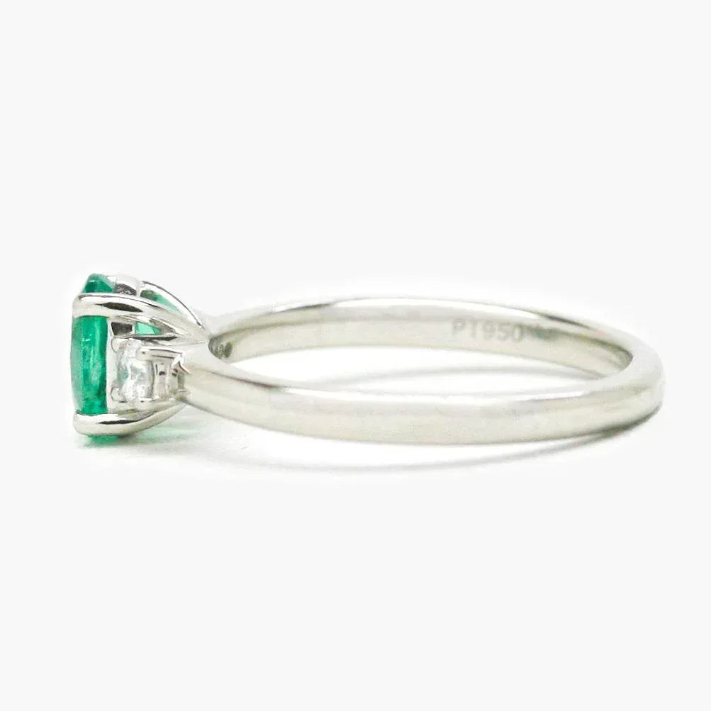 NEW Three Stone Ring with Oval Emerald and Diamonds - Jordans Jewellers