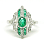 NEW 9 Carat White Gold Emerald & Diamond Ring - Jordans Jewellers