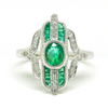 NEW 9 Carat White Gold Emerald & Diamond Ring
