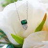 NEW Silver Emerald CZ Heart Necklace