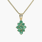 9 Carat Yellow Gold Emerald Cluster Pendant Necklace - Jordans Jewellers