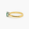 18 Carat Yellow Gold Emerald & Diamond Three Stone Ring