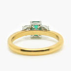 18 Carat Yellow Gold Emerald & Diamond Three Stone Ring - Jordans Jewellers