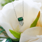 NEW Silver Emerald CZ Heart Necklace - Jordans Jewellers