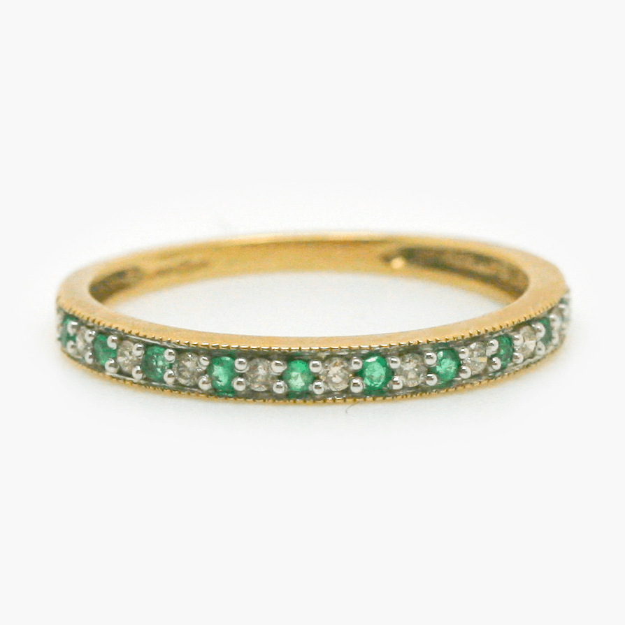 NEW 9 Carat Yellow Gold Emerald and Diamond Ring - Jordans Jewellers