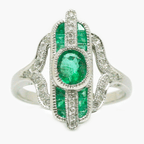 NEW 9 Carat White Gold Emerald & Diamond Ring - Jordans Jewellers