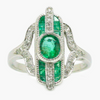 NEW 9 Carat White Gold Emerald & Diamond Ring