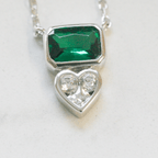 NEW Silver Emerald CZ Heart Necklace - Jordans Jewellers