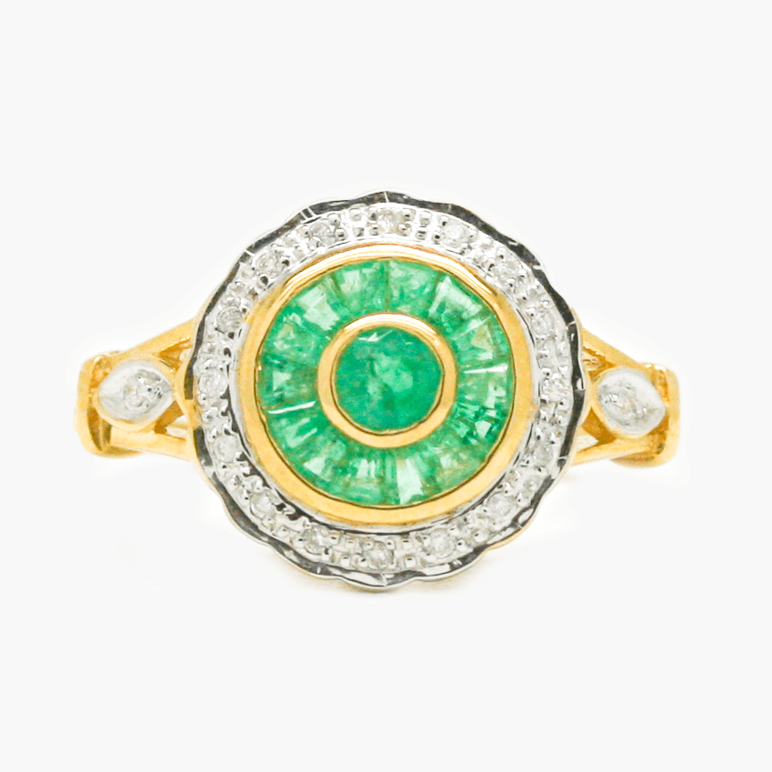 NEW 9 Carat Yellow Gold Emerald & Diamond Ring - Jordans Jewellers