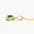 NEW 9ct Yellow Gold Pear Shape Emerald and Diamond Cluster Pendant Necklace - Jordans Jewellers