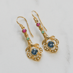 NEW 9 Carat Yellow Gold Sapphire, Emerald & Ruby Earrings - Jordans Jewellers