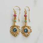 NEW 9 Carat Yellow Gold Sapphire, Emerald & Ruby Earrings - Jordans Jewellers