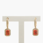 Fire Opal & Diamond Drop Earrings - Jordans Jewellers