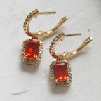 Fire Opal & Diamond Drop Earrings - Jordans Jewellers