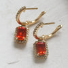 Fire Opal & Diamond Drop Earrings