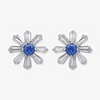 NEW Blue CZ Flower Stud Earrings