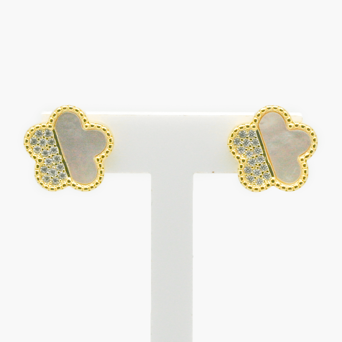 NEW CZ Mother of Pearl Flower Stud Earrings - Jordans Jewellers