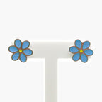 NEW Silver Blue Flower Stud Earrings - Jordans Jewellers