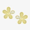 NEW 9ct Yellow Gold Daisy One Leaf CZ Earrings