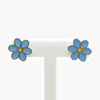 NEW Silver Blue Flower Stud Earrings