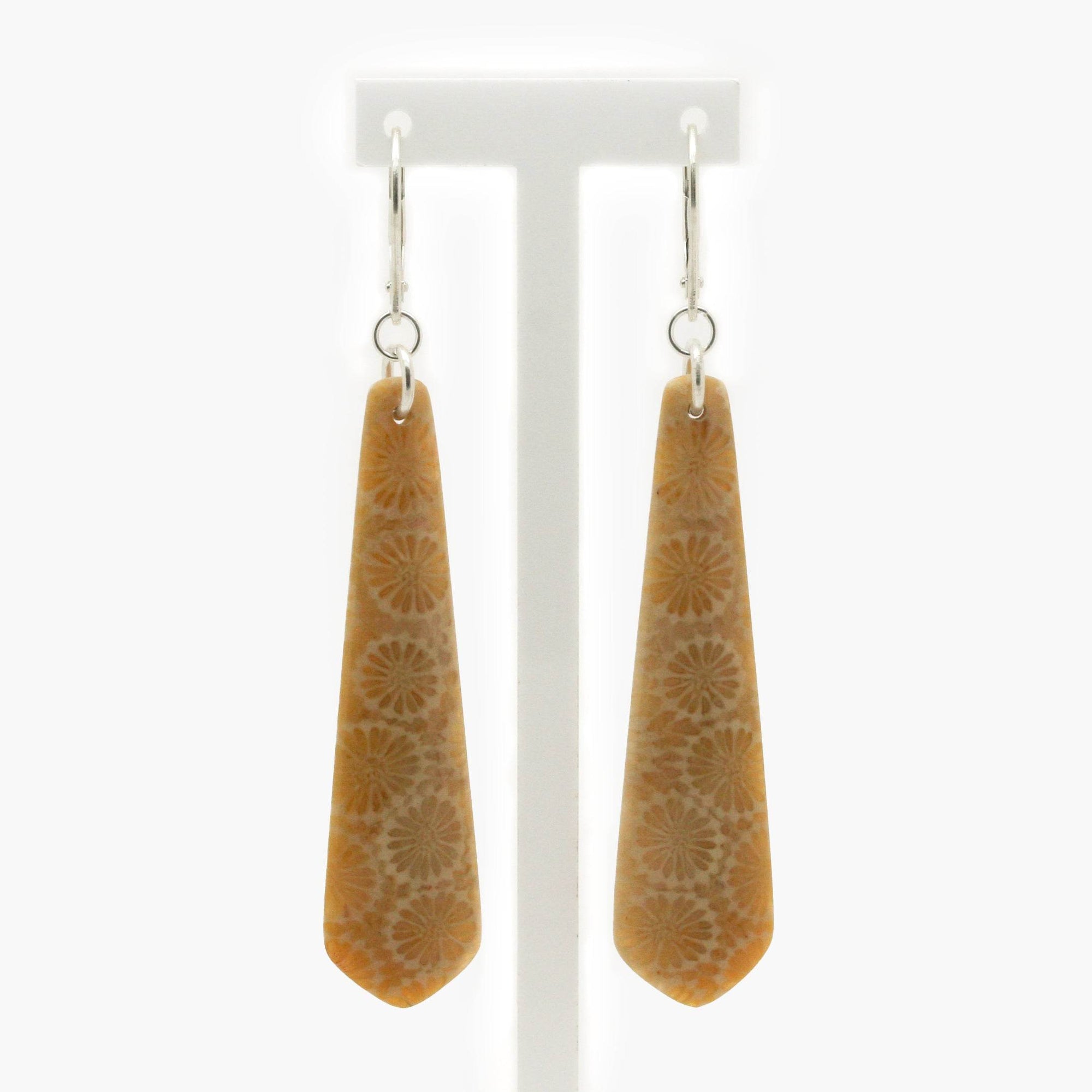 Fossilised Coral Drop Earrings in Silver - Jordans Jewellers