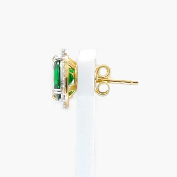 NEW 9 Carat Yellow Gold Green & White CZ Earrings - Jordans Jewellers