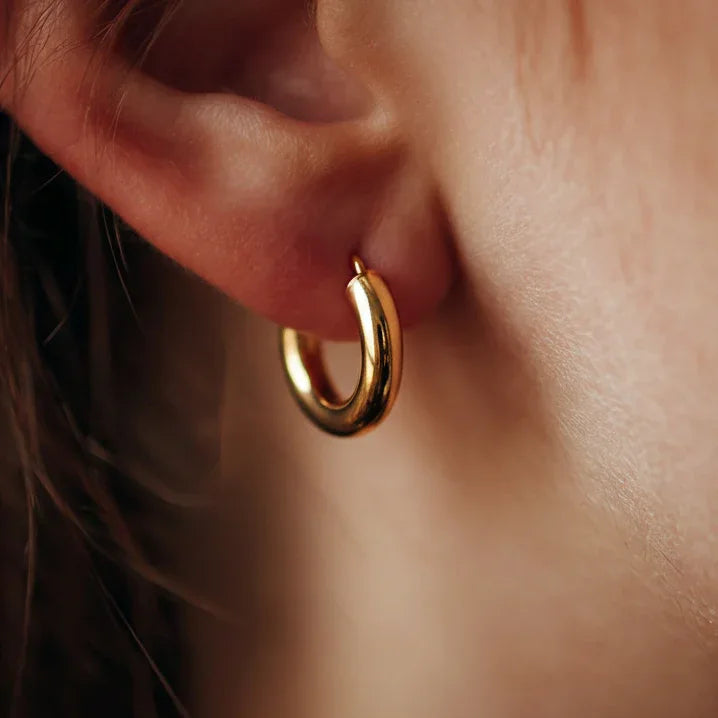 9ct Gold Thick Hoop Earrings - Jordans Jewellers