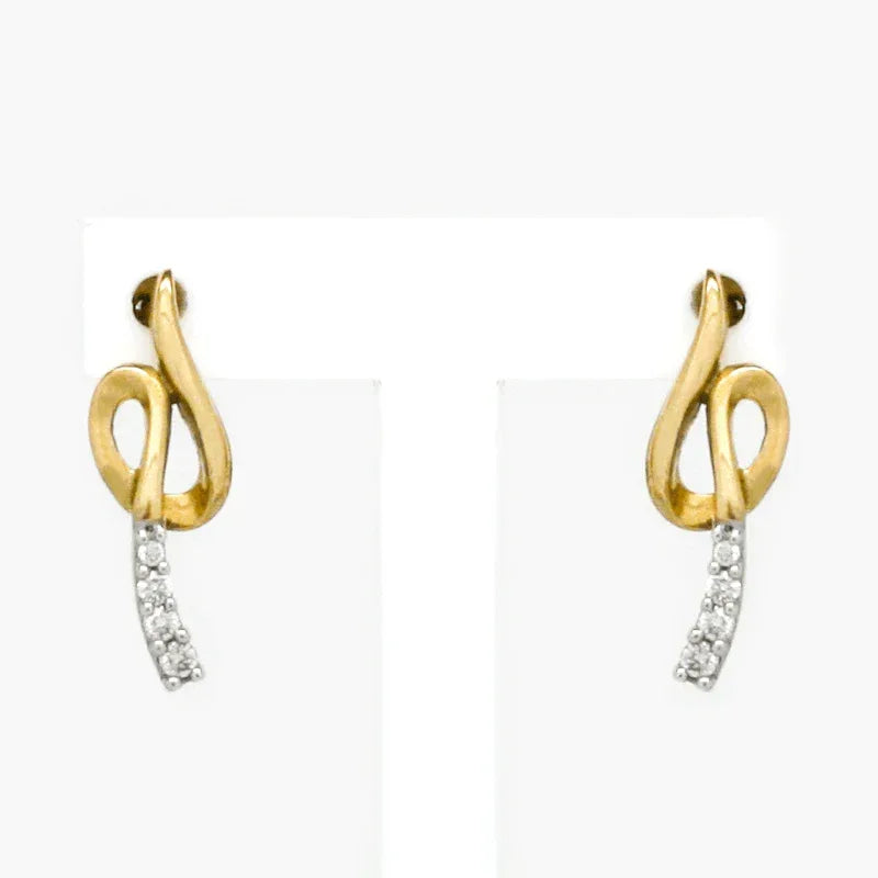 NEW 9ct Yellow Gold Diamond Music Note Earrings - Jordans Jewellers
