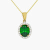 NEW 9 Carat Yellow Gold Green & White CZ Pendant Necklace