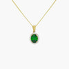 NEW 9 Carat Yellow Gold Green & White CZ Pendant Necklace