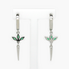 NEW Silver Green CZ Drop Earrings