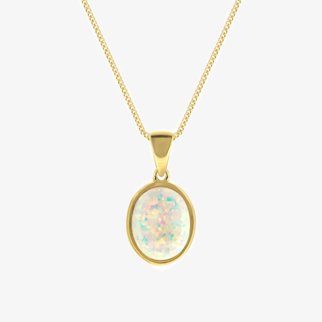 yellow gold opal pendant necklace 