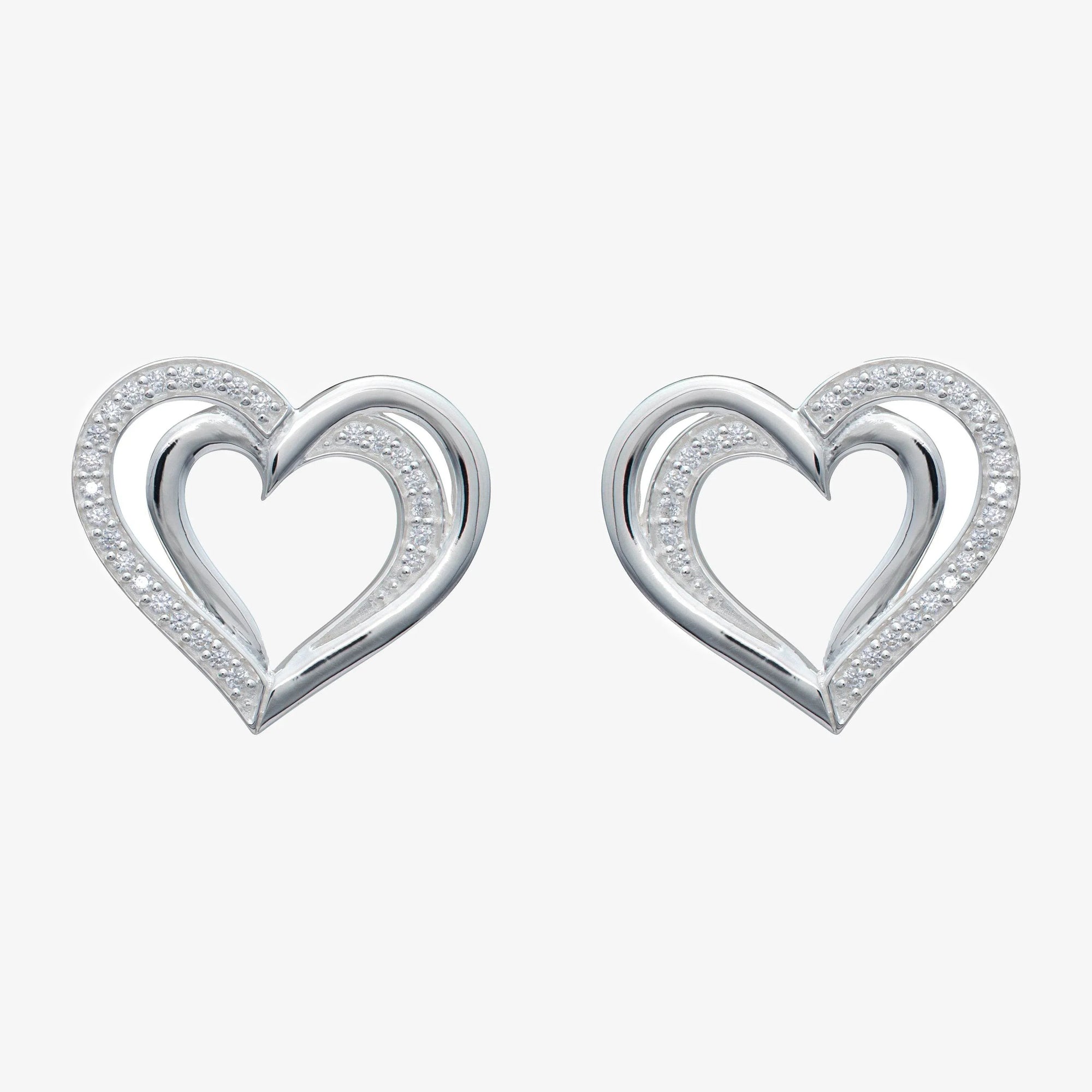 NEW Silver Heart CZ Earrings - Jordans Jewellers