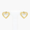 Heart yellow gold stud earrings on white stand